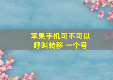 苹果手机可不可以呼叫转移 一个号